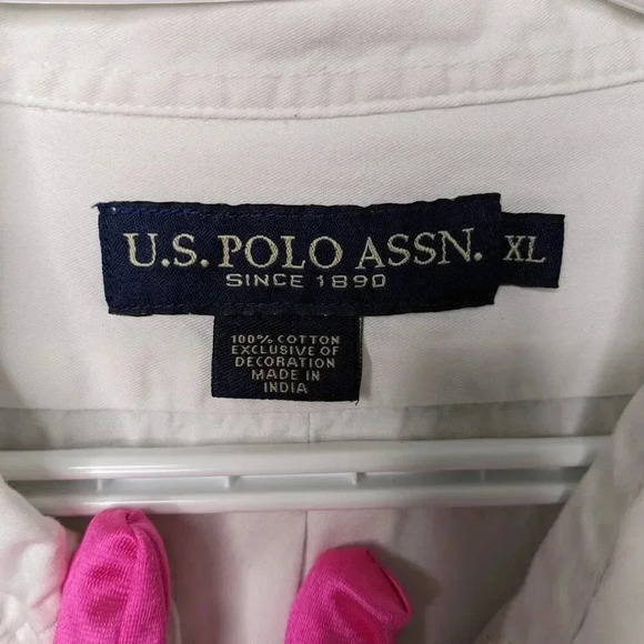 U.S. Polo Assn. Mens 100% Cotton White Button Down Long Sleeve Shirt Size XL - Picture 8 of 14